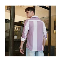 Campus Sutra Men's Mauve Purple & Daisy White Panel-Tactile Shirt