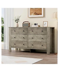 Gaomon 6 Drawer Dresser for Bedroom, Modern Wide Dresser Organizer with Storage Drawers