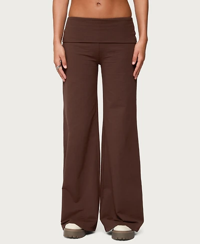 Edikted Women's Wide Leg Fold Over Pants