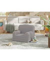 gaomon Kids Sofa Chair, Sherpa Convertible Toddler Couch with Washable Cover, Crown Design Comfy Children's Reading Chair