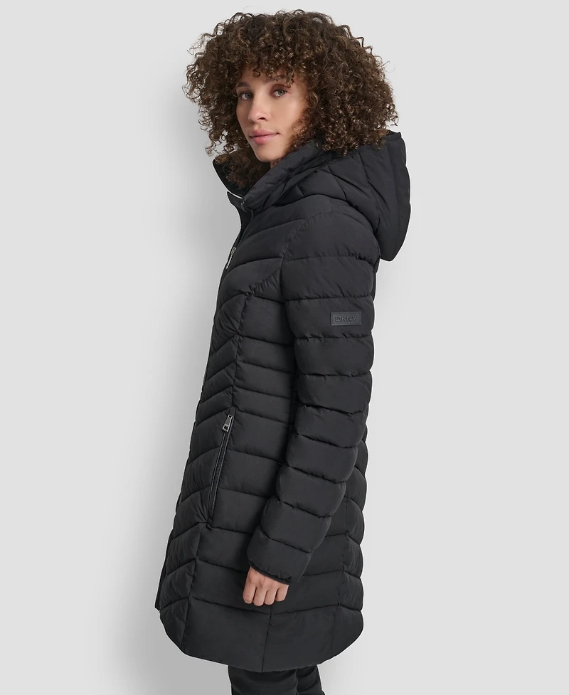 Dkny Women's Chevron Stand Collar Coat