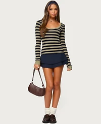 Edikted Women's Rainey Striped Long Sleeve Top