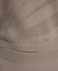 Dkny Jeans Women's Crewneck Zebra Pointelle Cropped Sweater