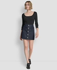 Dkny Jeans Women's High-Rise Button-Front Mini Skirt