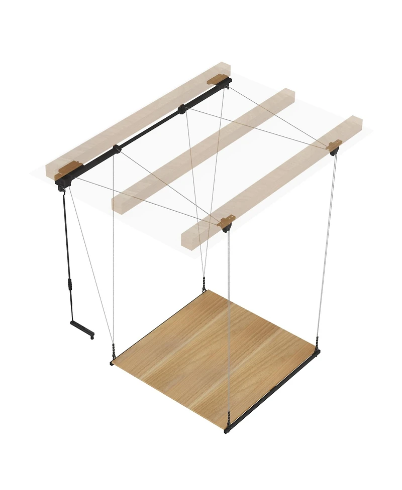 Fleximounts GL2B-e– 4×4 Ft Garage Lifting Storage Rack With Rubberwood Platform (Black)