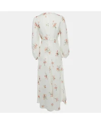 Pre-Owned Zimmermann Women's White Floral Print Linen Maxi Dress
