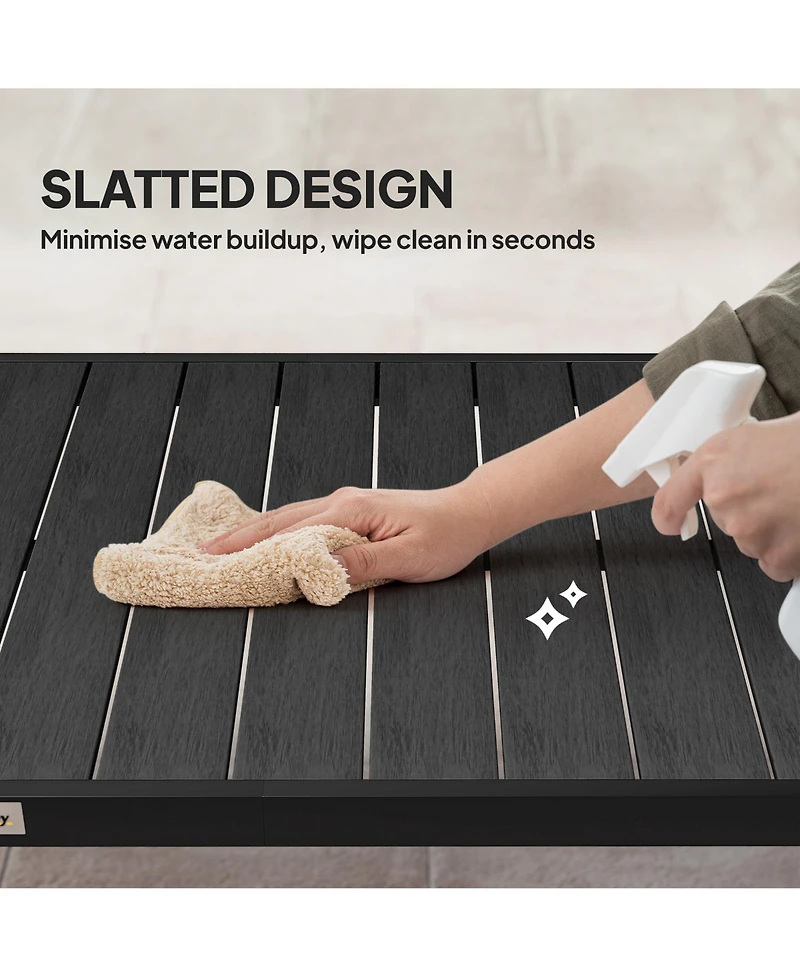 Outsunny Outdoor Dining Table for 8, Aluminum, Plastic, Woodgrain