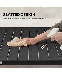 Outsunny Outdoor Dining Table for 8, Aluminum, Plastic, Woodgrain