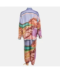 Pre-Owned Zimmermann Women's Multicolor Printed Silk Pyjama Pant & Shirt Set