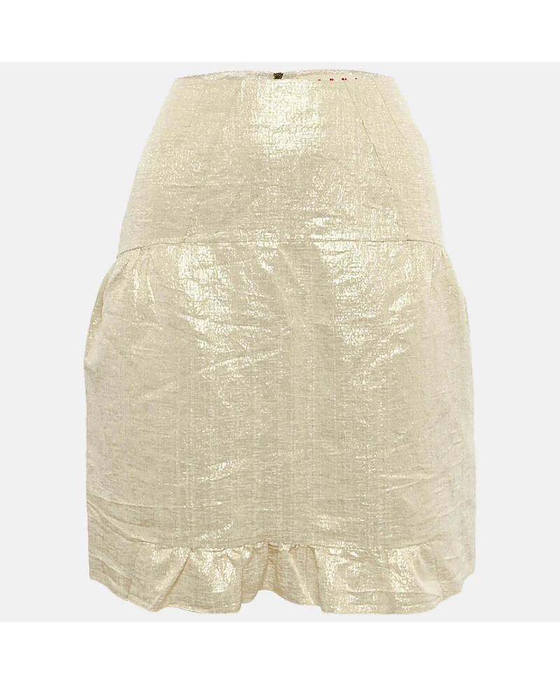 Pre-Owned Marni Women's Gold Silk Blend Lurex Mini Skirt