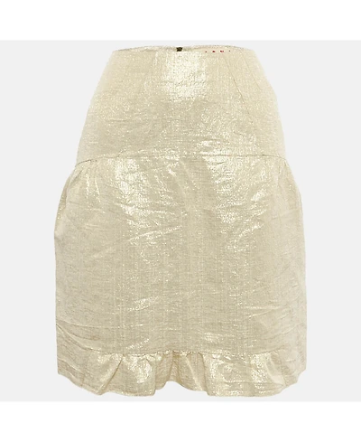 Pre-Owned Marni Women's Gold Silk Blend Lurex Mini Skirt