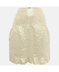 Pre-Owned Marni Women's Gold Silk Blend Lurex Mini Skirt