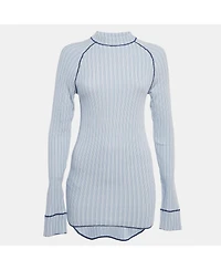 Pre-Owned Salvatore Ferragamo Women's Blue Stripe Knit Long Sleeve Sweatshirt