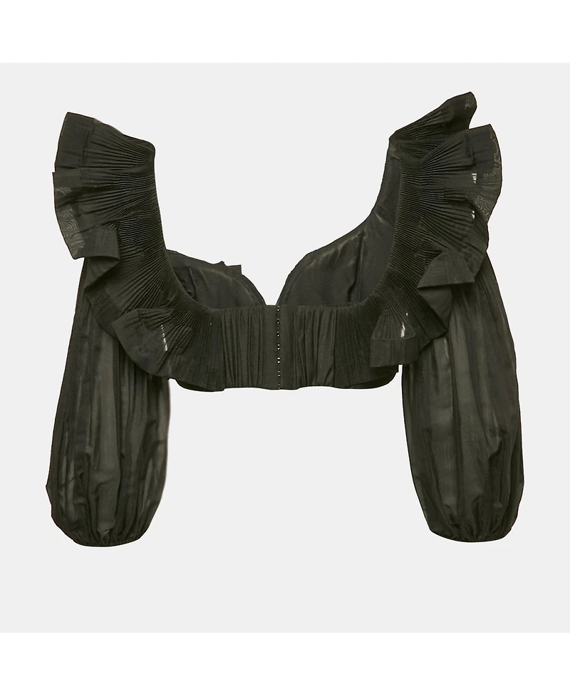 Pre-Owned Zimmermann Women's Crepe Ruffled Crop Top