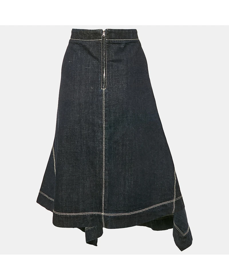 Pre-Owned Marni Women's Blue Denim Asymmetric Flared Midi Skirt