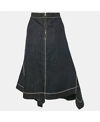Pre-Owned Marni Women's Blue Denim Asymmetric Flared Midi Skirt