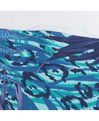 Pre-Owned Salvatore Ferragamo Women's Blue Printed Silk Belted Asymmetric Hem Skirt