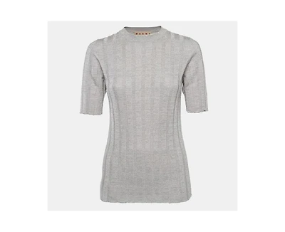 Pre-Owned Marni Women's Silver Lurex Knit Mock Neck Top