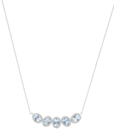 Effy Collection Aquamarine (3-5/8 ct. t.w.) and Zircon Necklace (1 ct. t.w.) in Sterling Silver