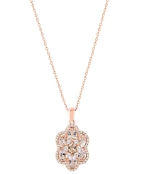 Effy Collection Morganite (2-3/4 ct. t.w.) and White Zircon Pendant Necklace (7/8 ct. t.w.) in Rose Gold Over Silver