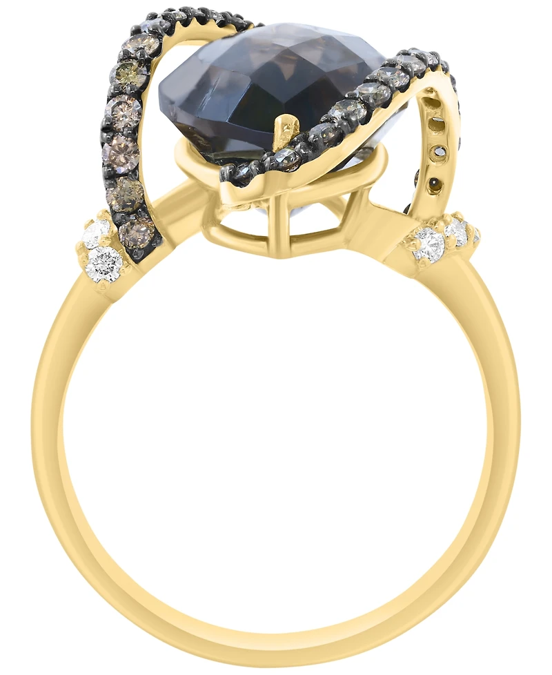 Effy Collection Smoky Quartz (6-1/6 ct. t.w.), Diamond (1/3 ct. t.w.) and Brown Diamond Ring (5/8 ct. t.w.) in 14k Yellow Gold