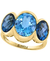 Effy Collection Blue Topaz (4-1/3 ct. t.w.) and London Blue Topaz Ring (3-3/8 ct. t.w.) in 14k Yellow Gold Over Silver