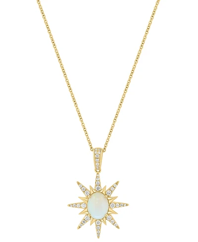 Effy Collection Opal (1-1/3 ct. t.w.) and Diamond Necklace (1/3 ct. t.w.) in 14k Yellow Gold