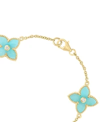 Effy Collection Amazonite (14-1/4 ct. t.w.) and White Topaz Bracelet (1/6 ct. t.w.) in 14k Yellow Gold Over Silver