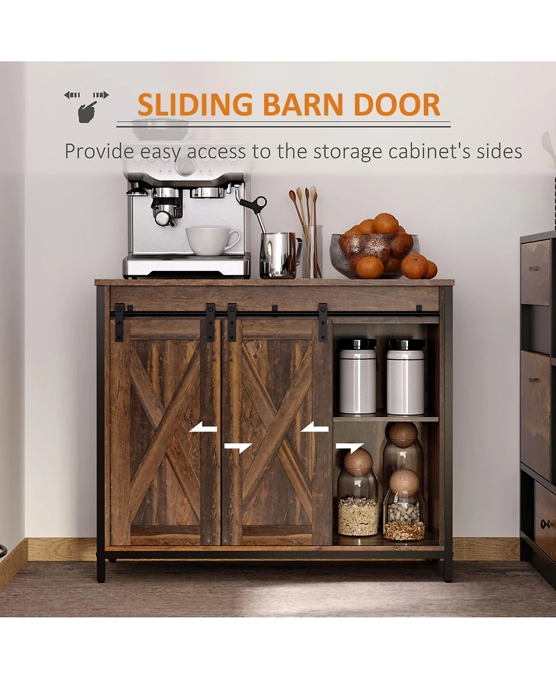 Homcom Industrial Sideboard Cabinet with Sliding Barn Doors,
