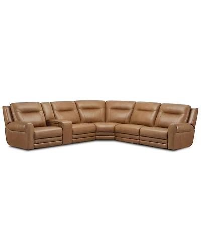 Furniture 6-Pc. Alexandre Leather Sectional with 3 Power Motion Recliners and 1 Console, Exclusively at Macy's