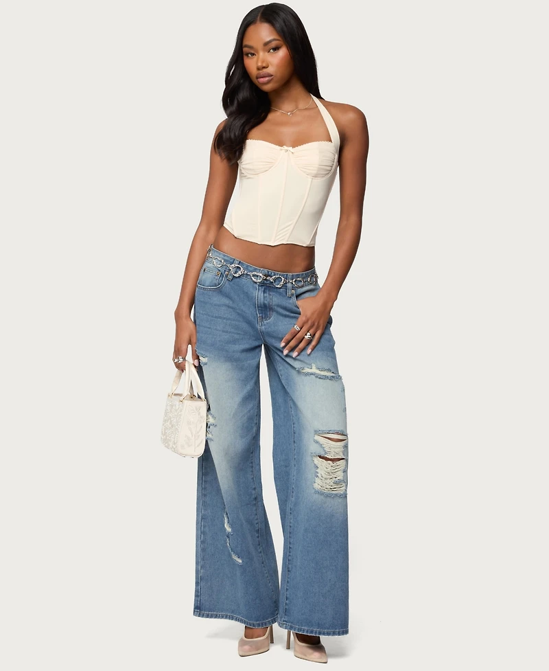 Edikted Women's Abigail Ruched Halter Corset