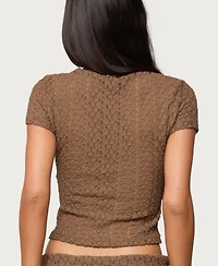 Edikted Women's Rye Sheer Textured T Shirt