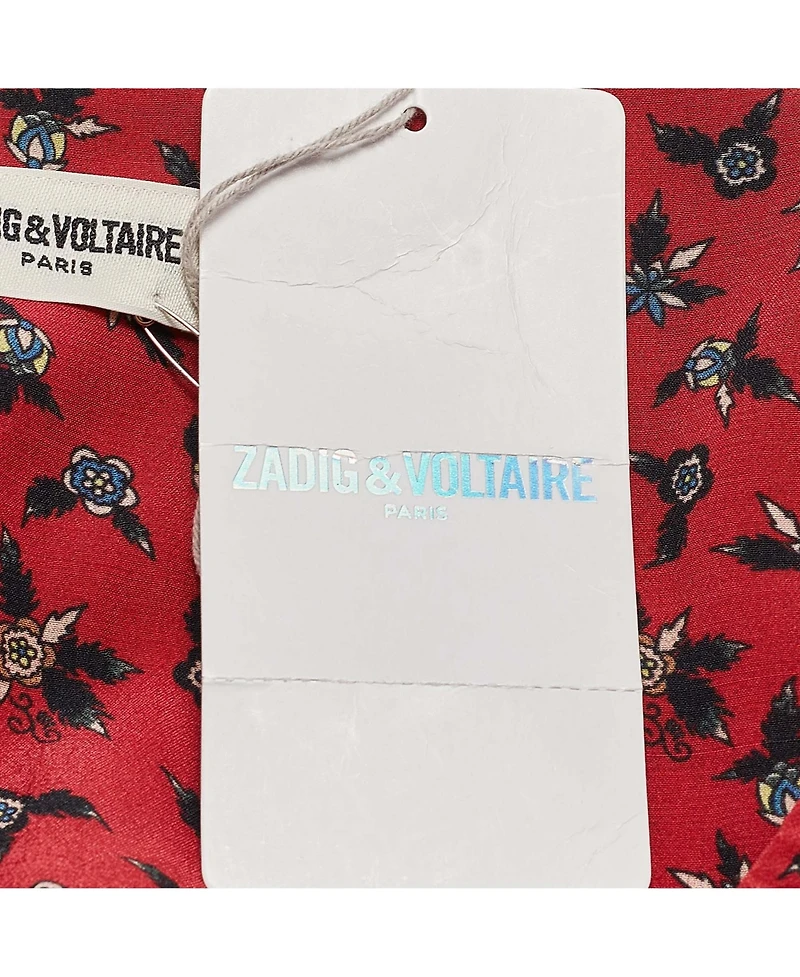 Pre-Owned Zadig & Voltaire Women's Red Floral Print Crepe Mini Dress