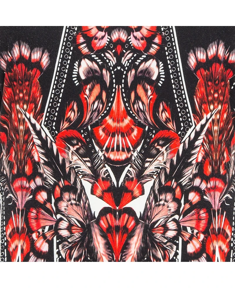 Pre-Owned Roberto Cavalli Women's Black/red Printed Stretch Crepe Short Dress