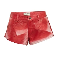 Pre-Owned Zadig & Voltaire Women's Red Leather Saya Patch Shorts
