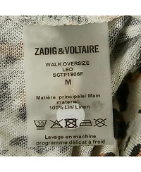Pre-Owned Zadig & Voltaire Women's Leopard Print Linen Jersey Oversized T-Shirt