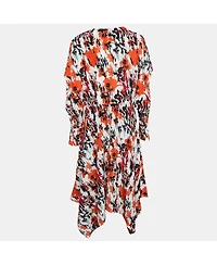 Pre-Owned Roberto Cavalli Women's Multicolor Silk Asymmetric Midi Dress