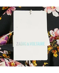 Pre-Owned Zadig & Voltaire Women's Black Floral Print Silk Pleated Rabbi Peonies Show Short Dress