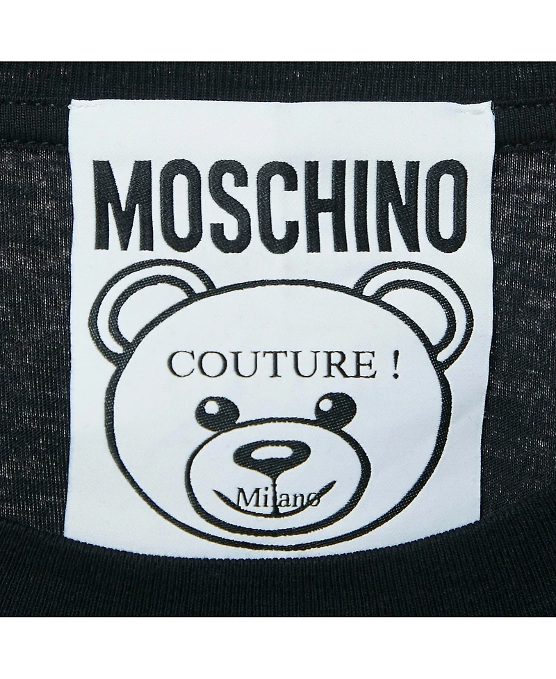 Pre-Owned Moschino Women's Couture Black Logo Embroidered Cotton Knit T-Shirt