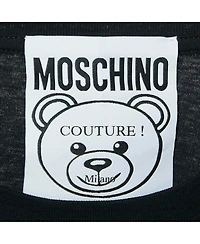 Pre-Owned Moschino Women's Couture Black Logo Embroidered Cotton Knit T-Shirt