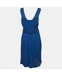Pre-Owned Moschino Women's Navy Blue Jersey Draped Detail Sleeveless Mini Dress