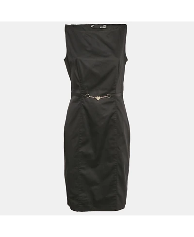 Pre-Owned Love Moschino Women's Black Cotton Metal Embellished Short Dress