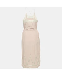 Pre-Owned Zadig & Voltaire Women's Pink Silk Lace Trimmed Chery Crepuscule Midi Slip Dress