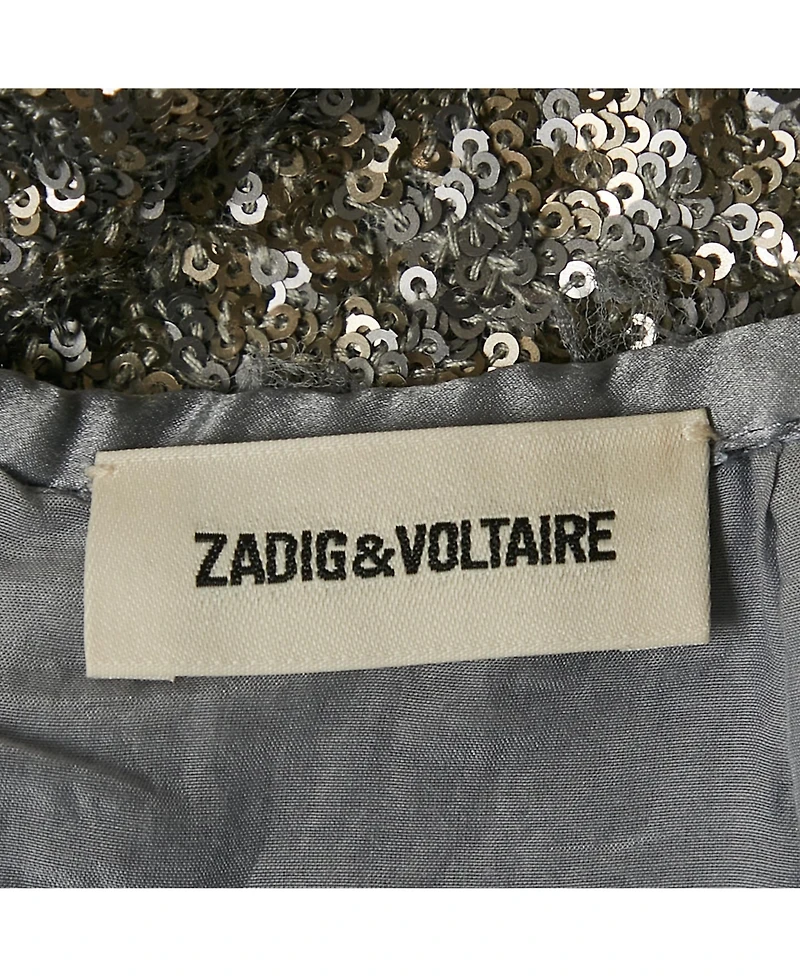 Pre-Owned Zadig & Voltaire Women's Metallic/silver Sequin Mini Skirt