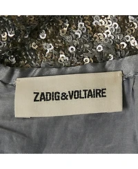 Pre-Owned Zadig & Voltaire Women's Metallic/silver Sequin Mini Skirt