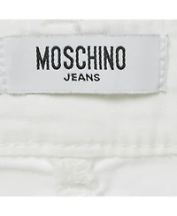 Pre-Owned Moschino Women's Jeans White Denim Button Detail Pencil Skirt