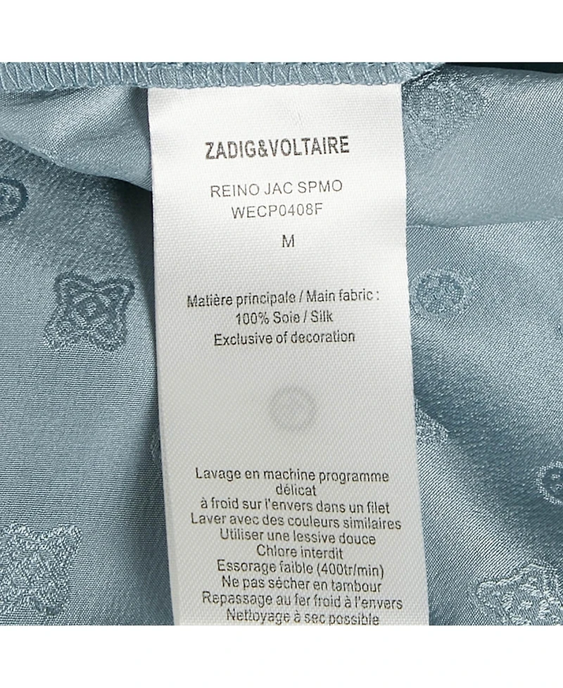 Pre-Owned Zadig & Voltaire Women's Slate Blue Patterned Silk High Low Maxi Dress