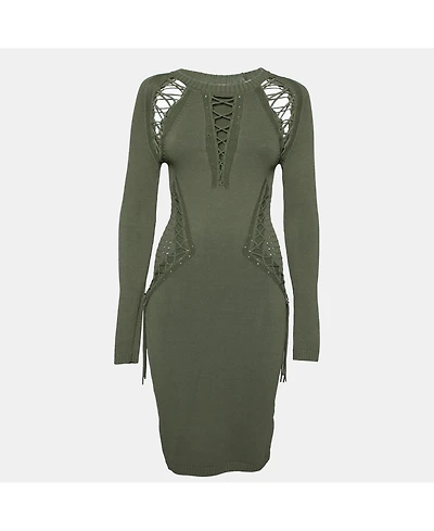 Pre-Owned Ronny Kobo Women's Knitted Cut-Out Lace Up Detail Bodycon Dress