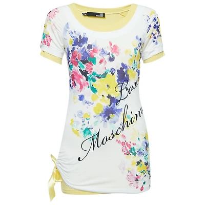 Pre-Owned Love Moschino Women's Multicolor Floral Print Knit Inlay T-Shirt