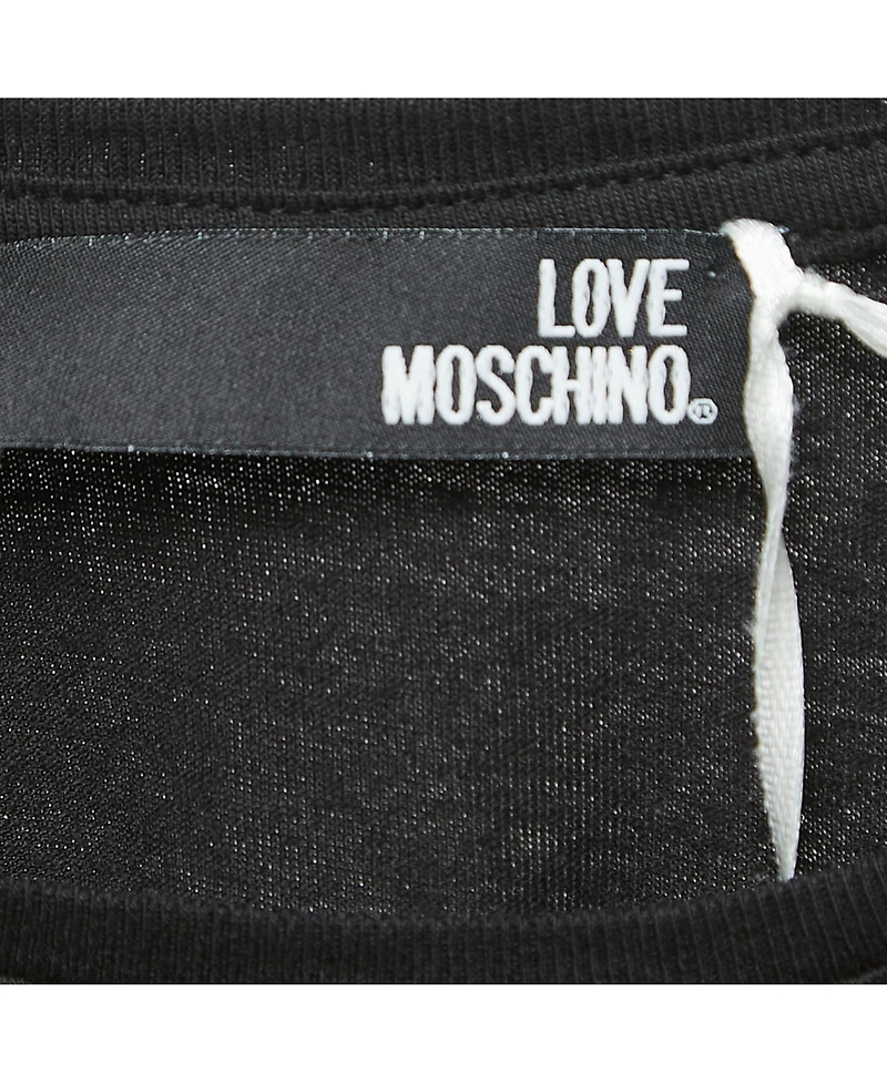 Pre-Owned Love Moschino Women's Logo Print Cotton Short Sleeve Slim Fit T-Shirt